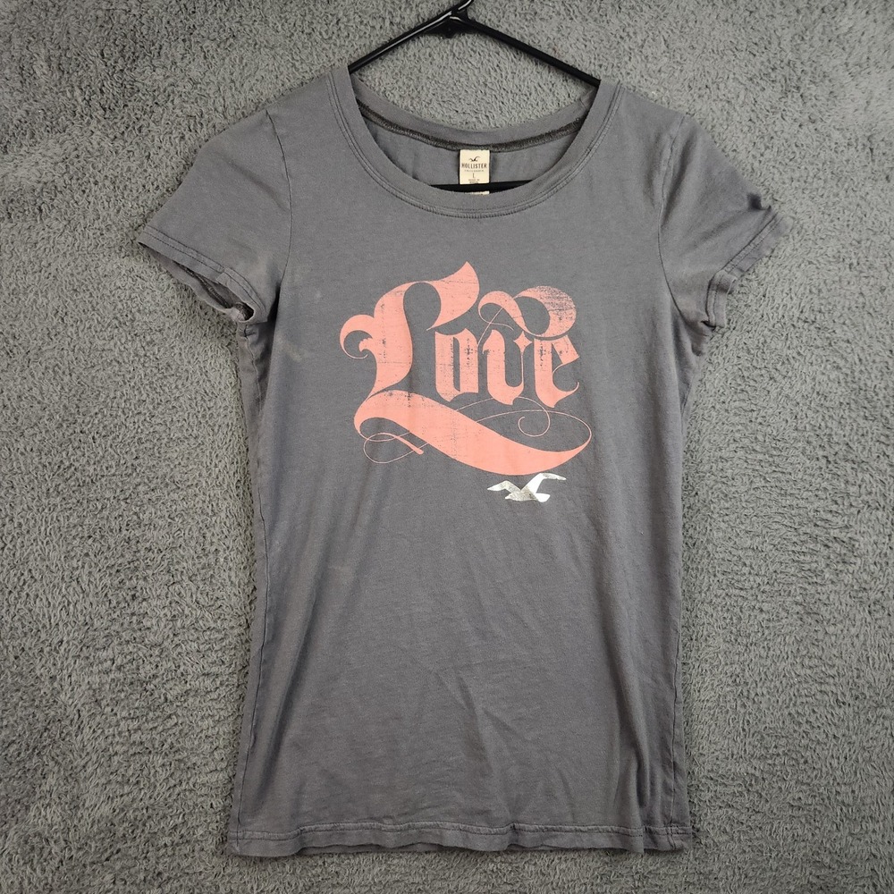 Vintage Y2K Hollister Tee Women's Large Fitted Babydoll T-Shirt Preppy Love